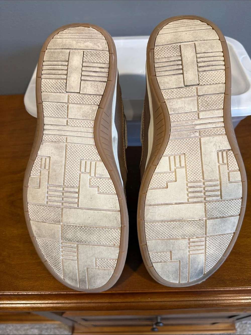 Crown Vintage Pemberly Taupe Slip-On Boat Shoes with White Sole